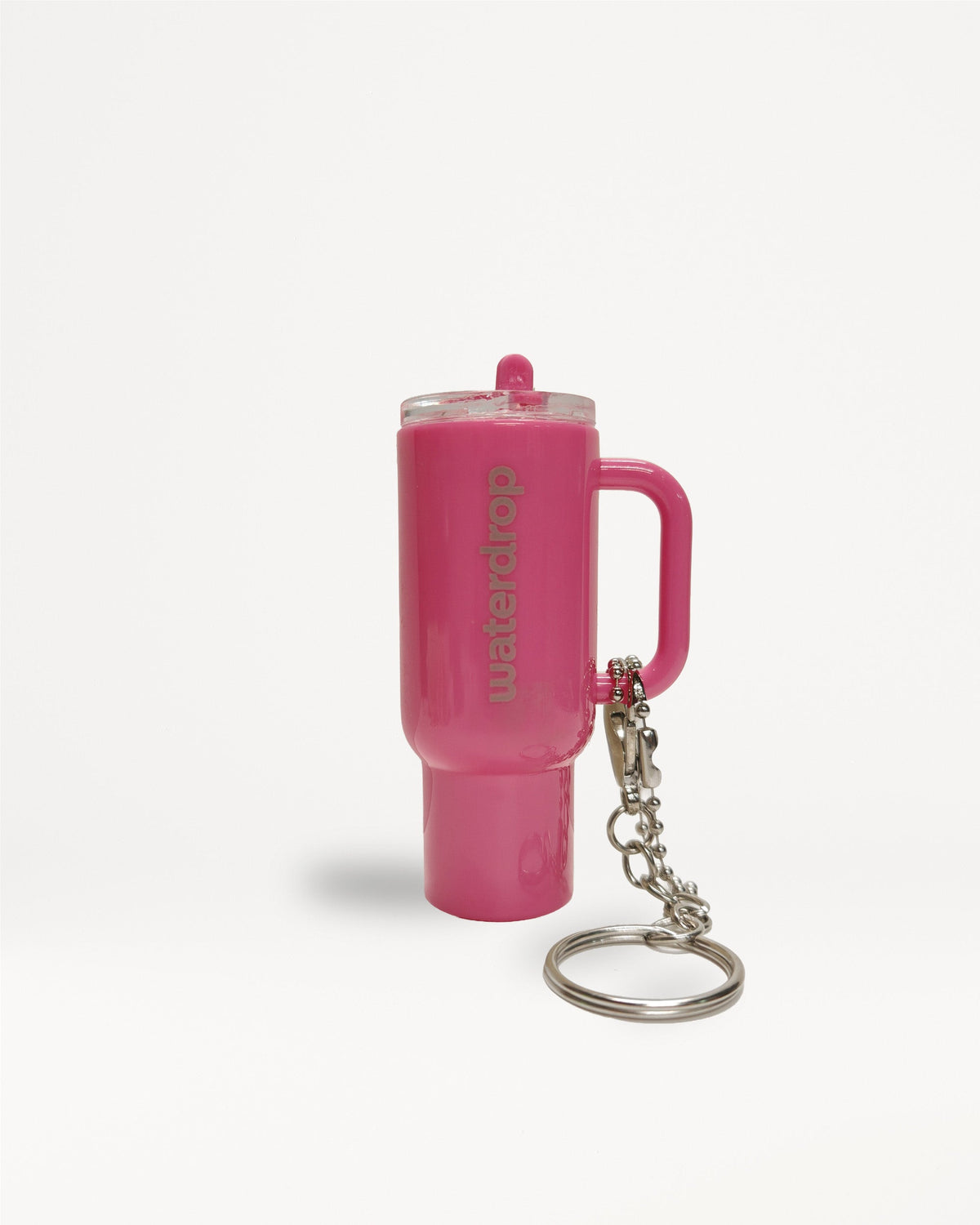Micro Explorer keychain shaped like a travel mug with chain.