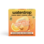 Oranžovožluté balení Waterdrop Immunity kostek s citrusovým motivem.